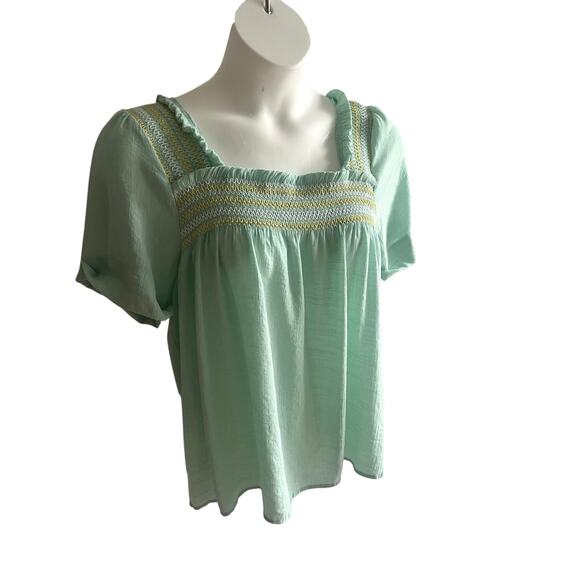 Womens Perch Blu Pepper 1X Pastel Green‎ Blouse Cottagecore Fairy Romantic Flowy - Picture 1 of 6